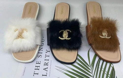 Women's Fashion Fur Slide Sandals